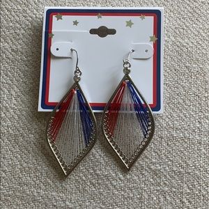 Red white and blue dangle earrings